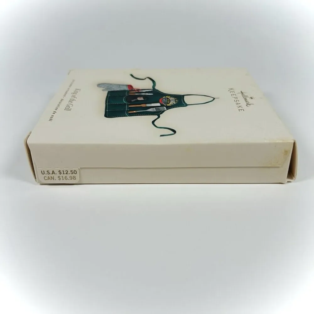 Hallmark Christmas Ornament King of the Grill Apron with BBQ Tools 2007 Keepsake